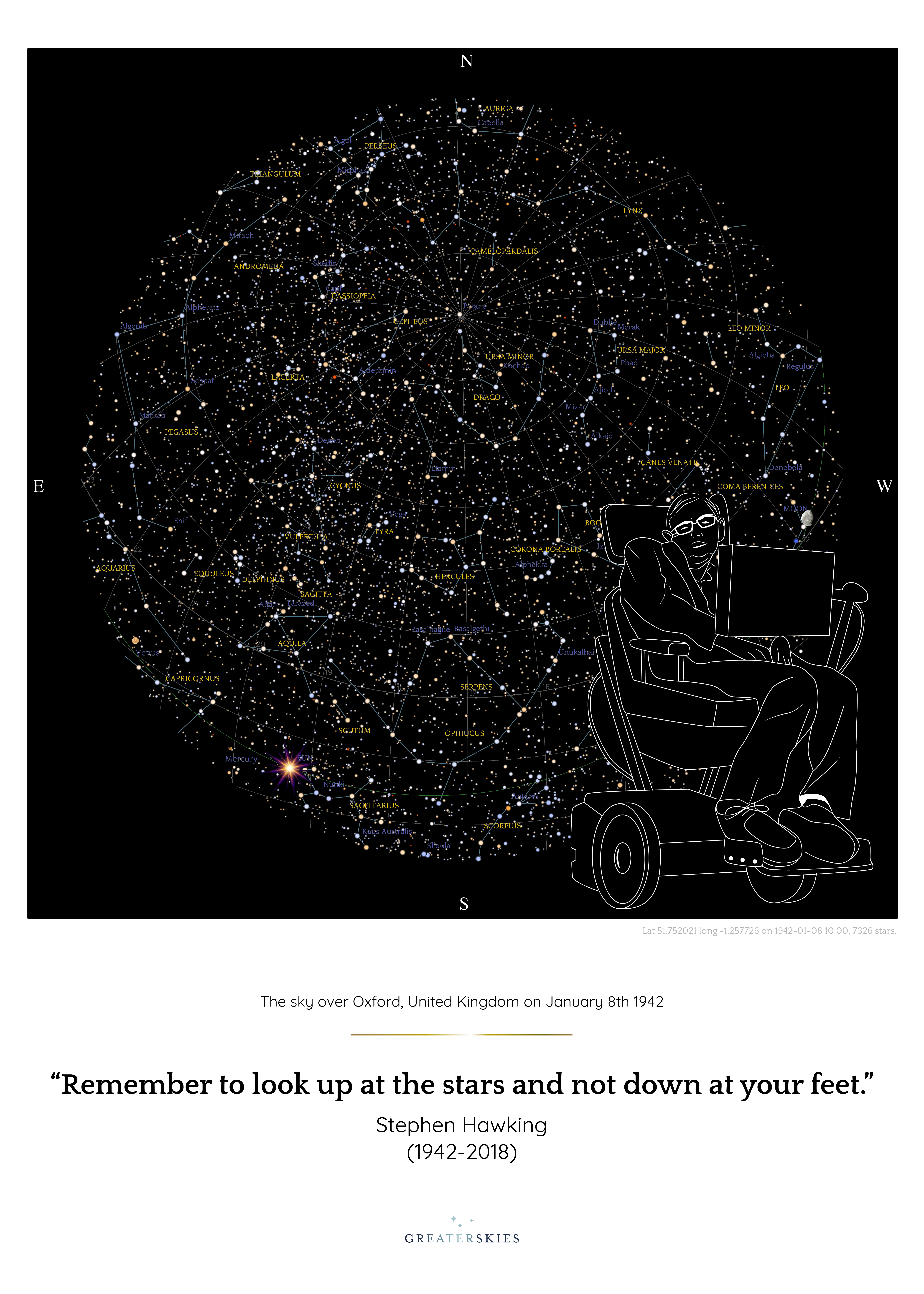 Biglietto d'auguri elettronico con mappa stellare