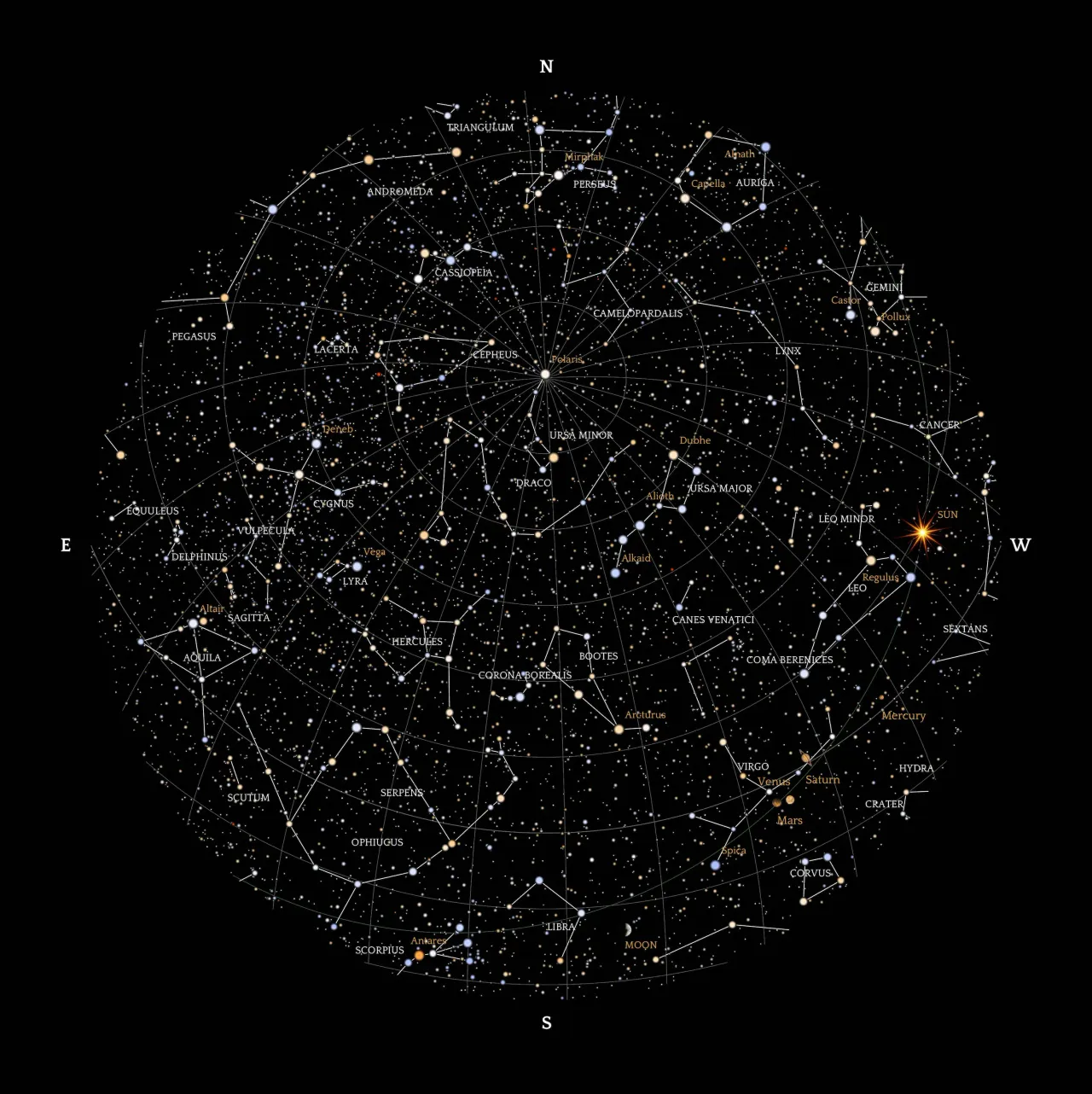 Una mappa stellare personalizzata è una mappa dettagliata del cielo come appare da qualsiasi punto della Terra, nel passato, nel presente o nel futuro.